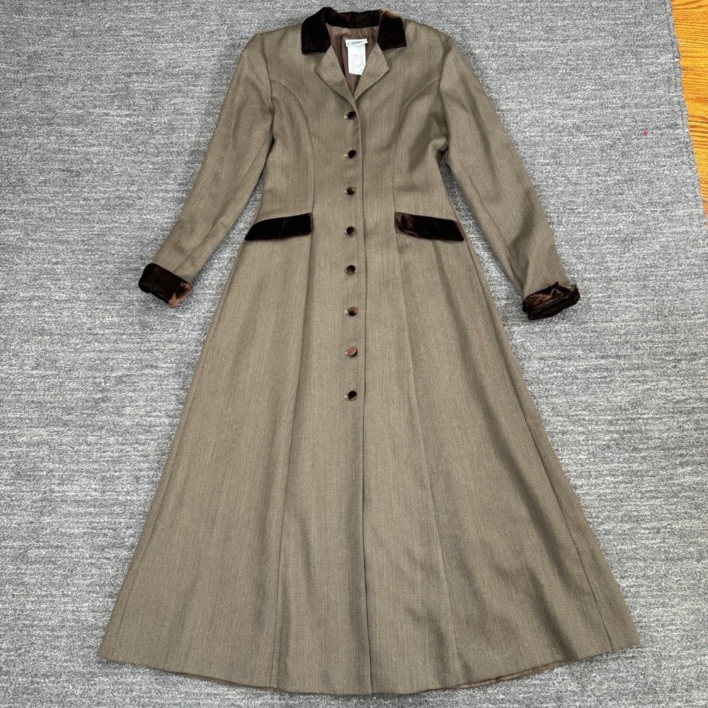Vintage Laura Ashley Coat Women XS Brown Velvet Trim Victorian Steampunk Japan